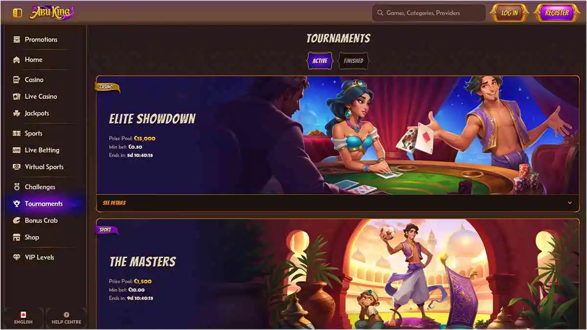 AbuKing Casino Tournaments Section