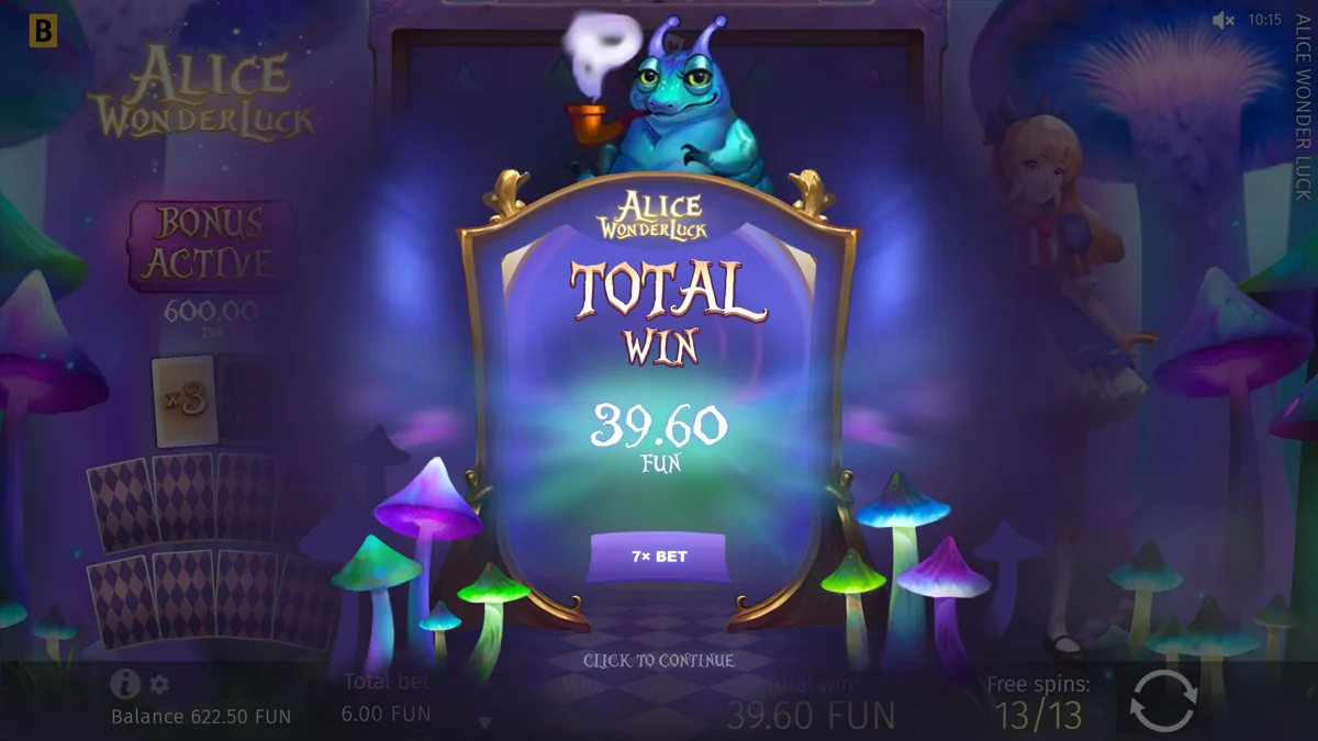 Alice WonderLuck Free Spins Win