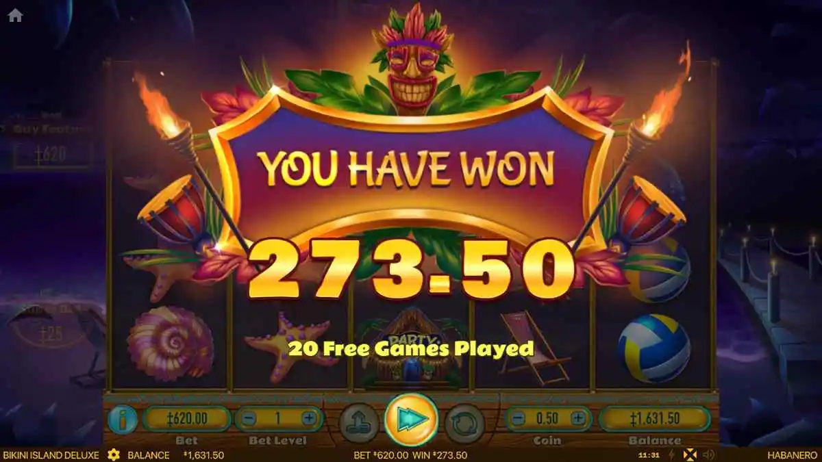 Bikini Island Deluxe Free Spins Reward