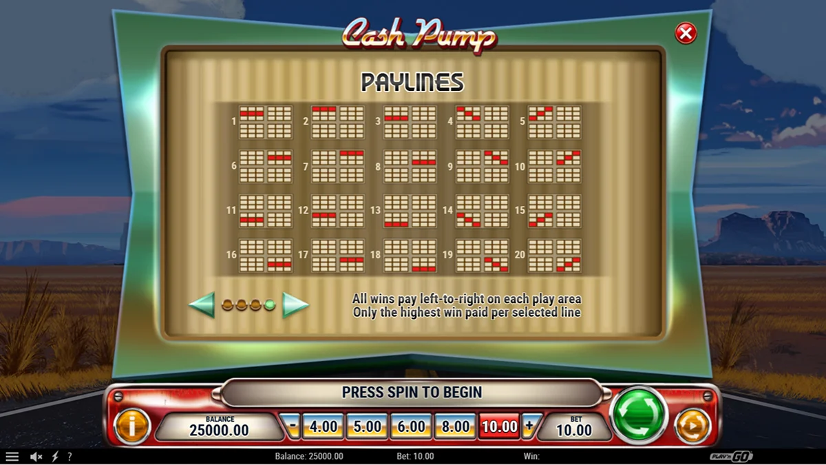 Cash Pump Slot Paylines