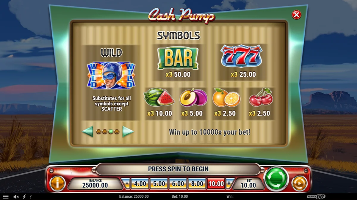Cash Pump Slot Paytable