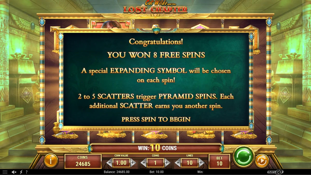 Cat Wilde and the Lost Chapter Slot Free Spins