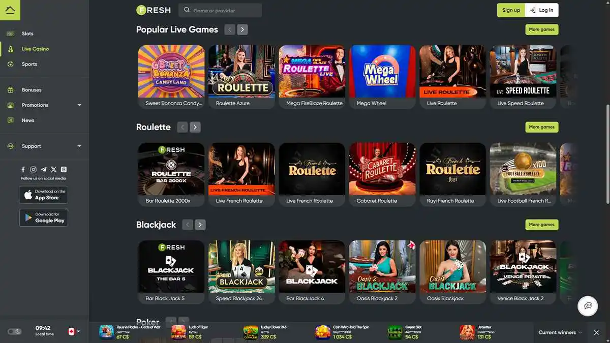 Fresh Casino Live Casino