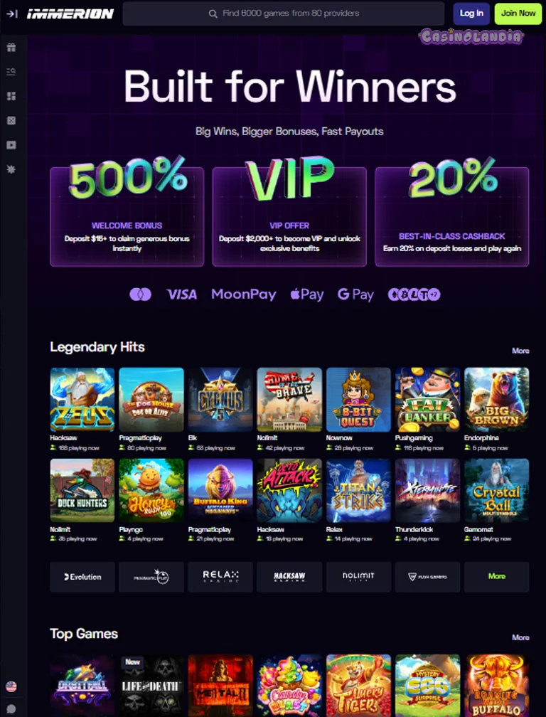Immerion Casino Tablet View Horizontal
