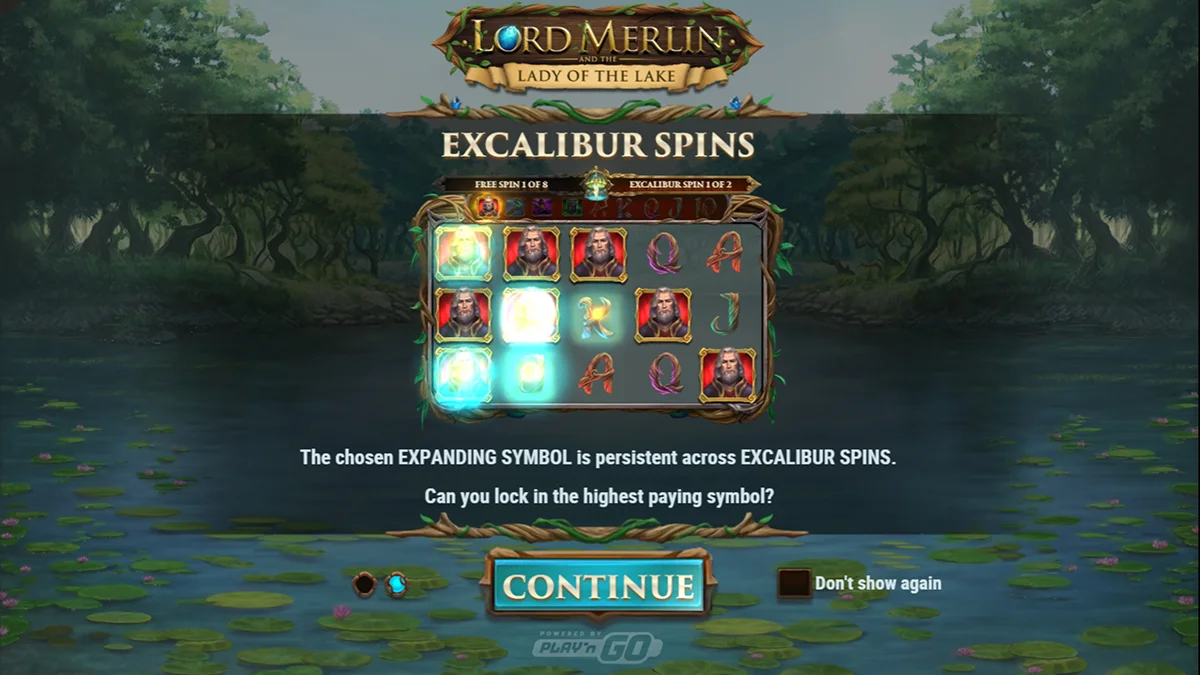 Lord Merlin and the Lady of the Lake Slot Home Screen
