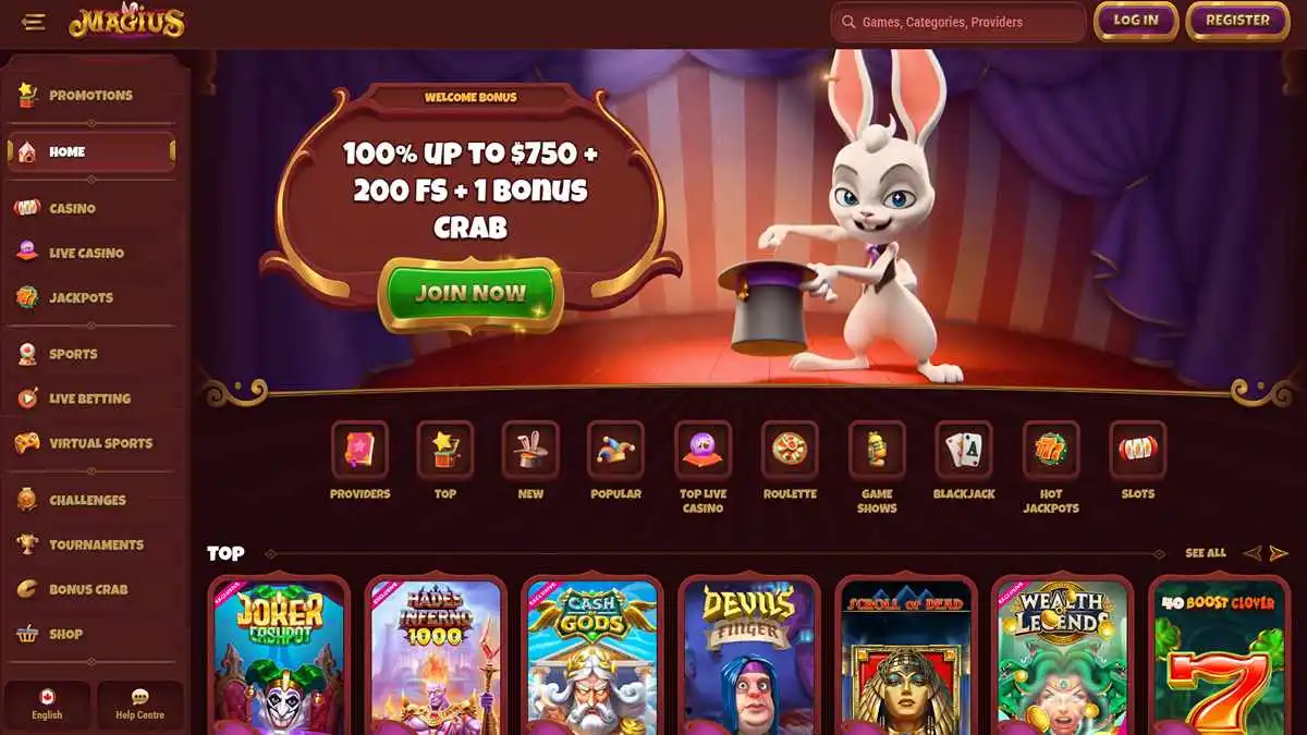 Magius Casino Home Page