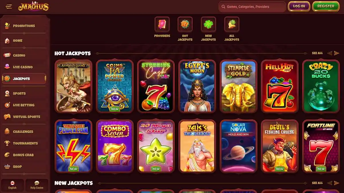 Magius Casino Jackpot Eligible Games