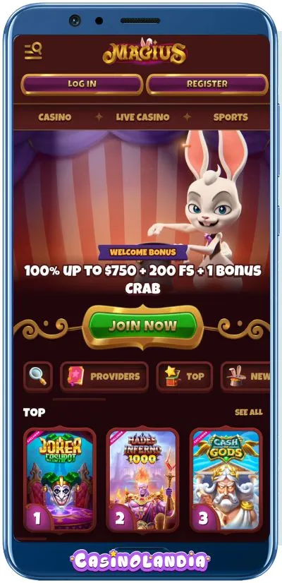 Magius Casino Mobile App Shot