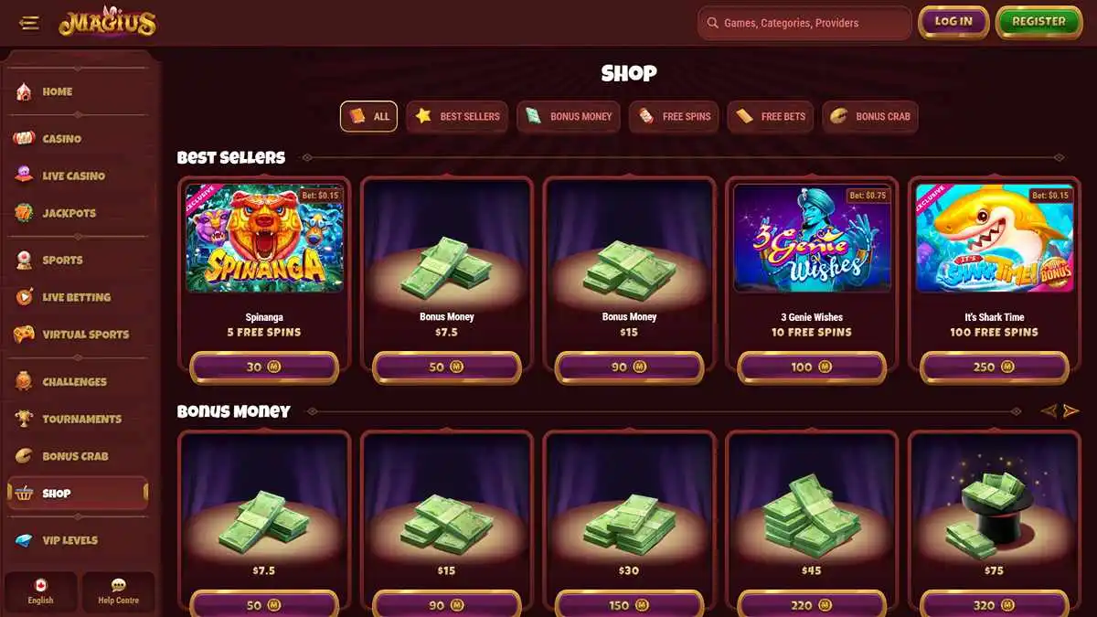 Magius Casino Shop Section