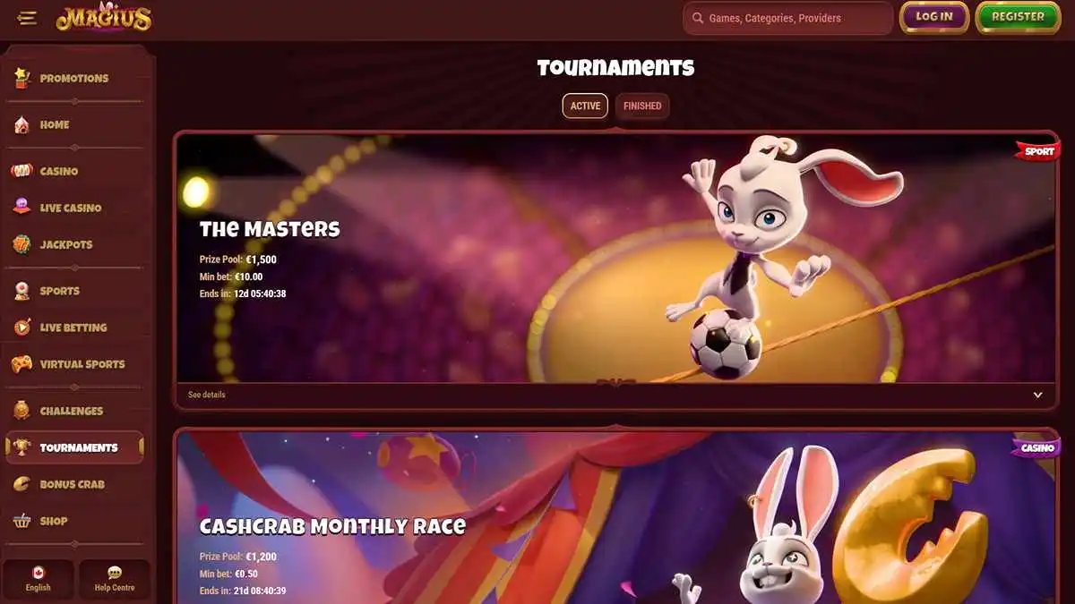 Magius Casino Tournaments Section