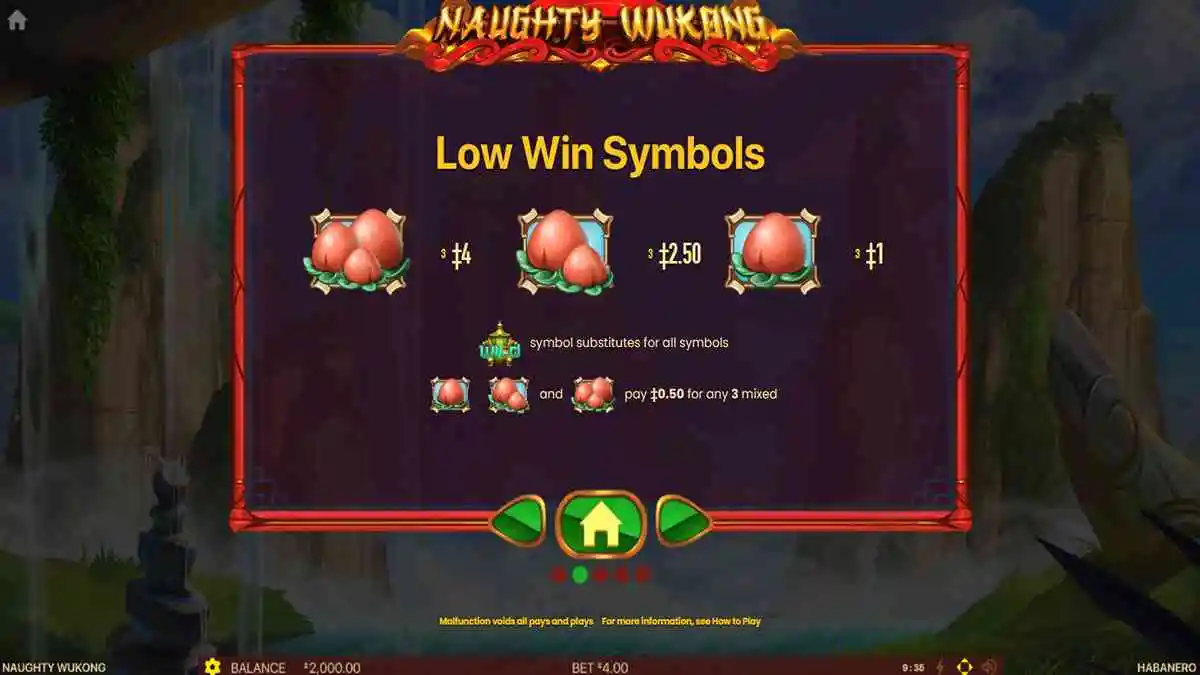 Naughty Wukong Low Paytable