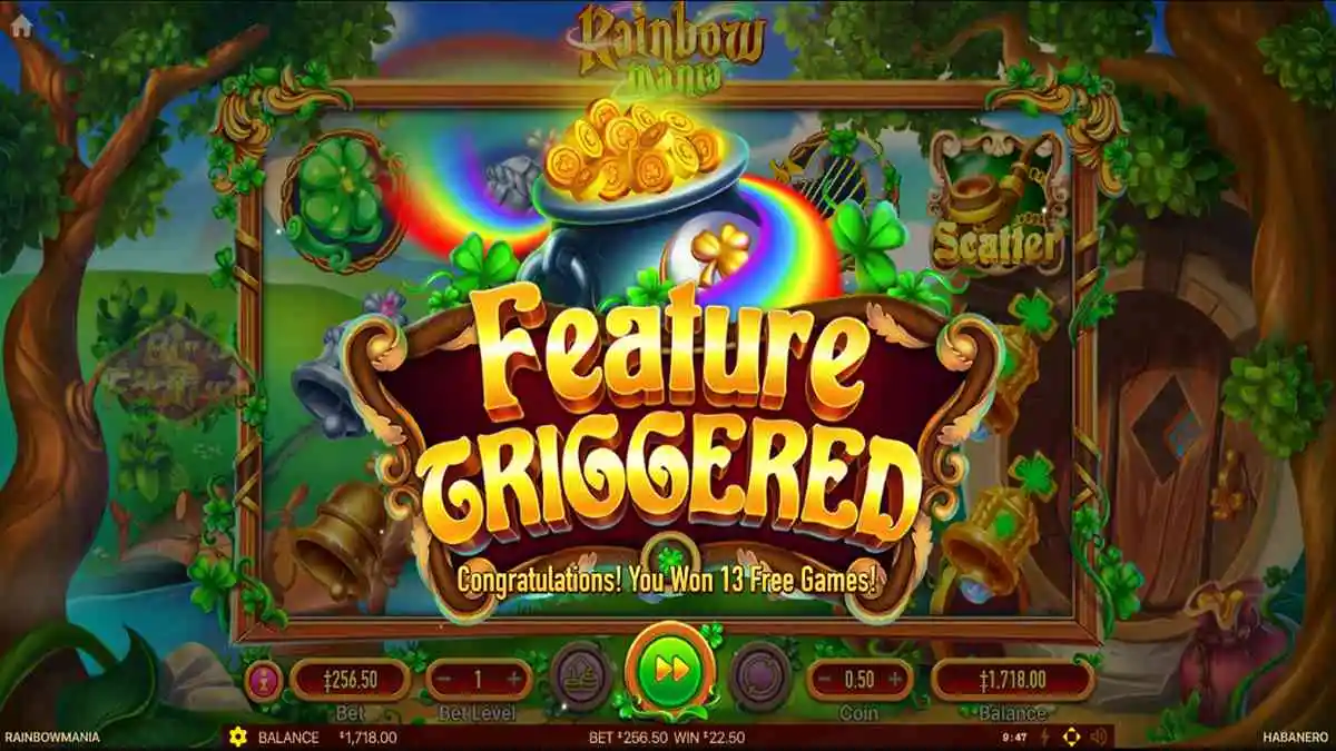 Rainbow Mania Free Spins Triggered