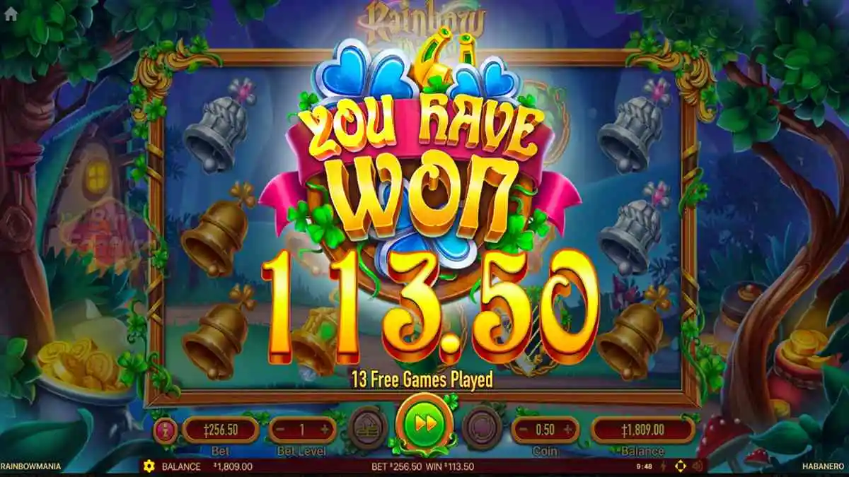 Rainbow Mania Free Spins Win