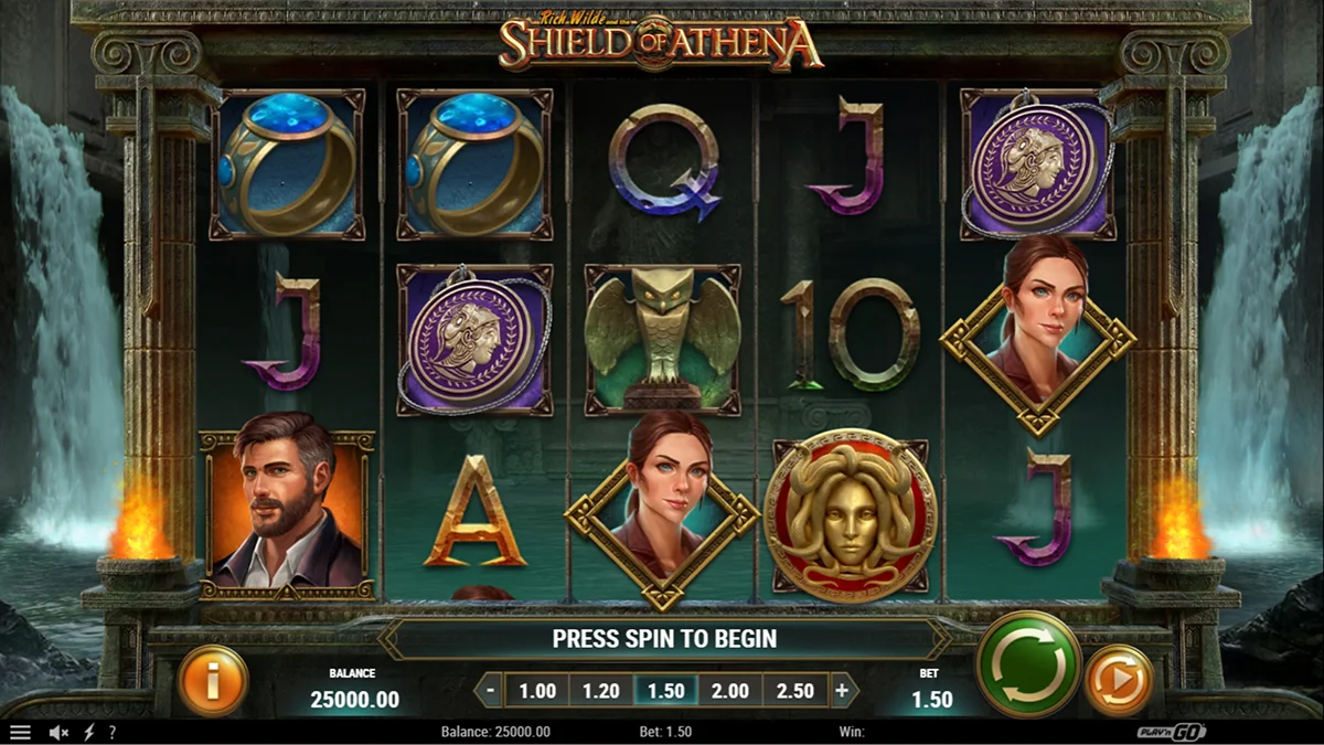 Rich Wilde and the Shield of Athena Slot Base Gameplay
