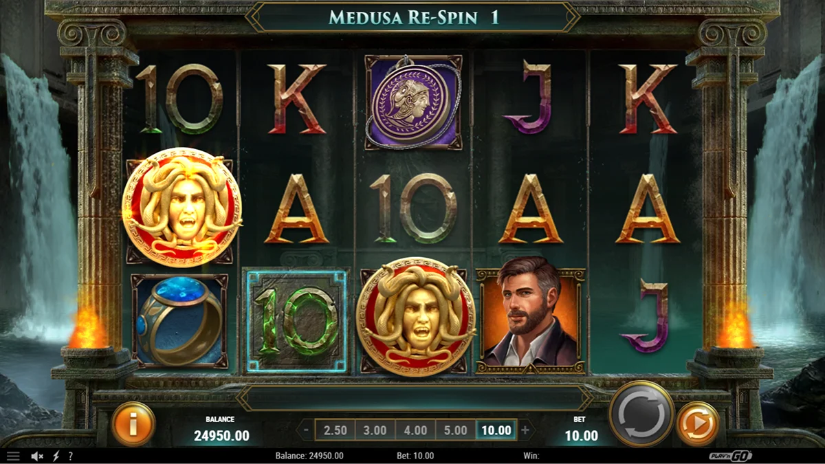 Rich Wilde and the Shield of Athena Slot Medusa Re-Spin Gameplay