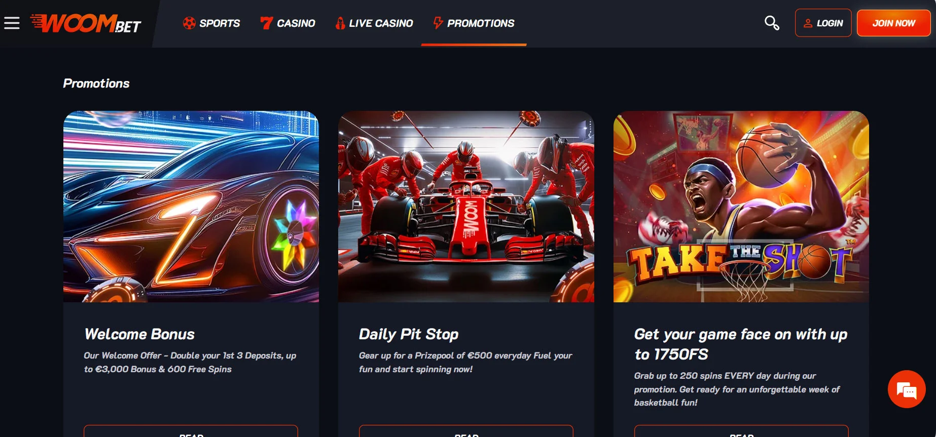 Woom Bet Casino Promotions