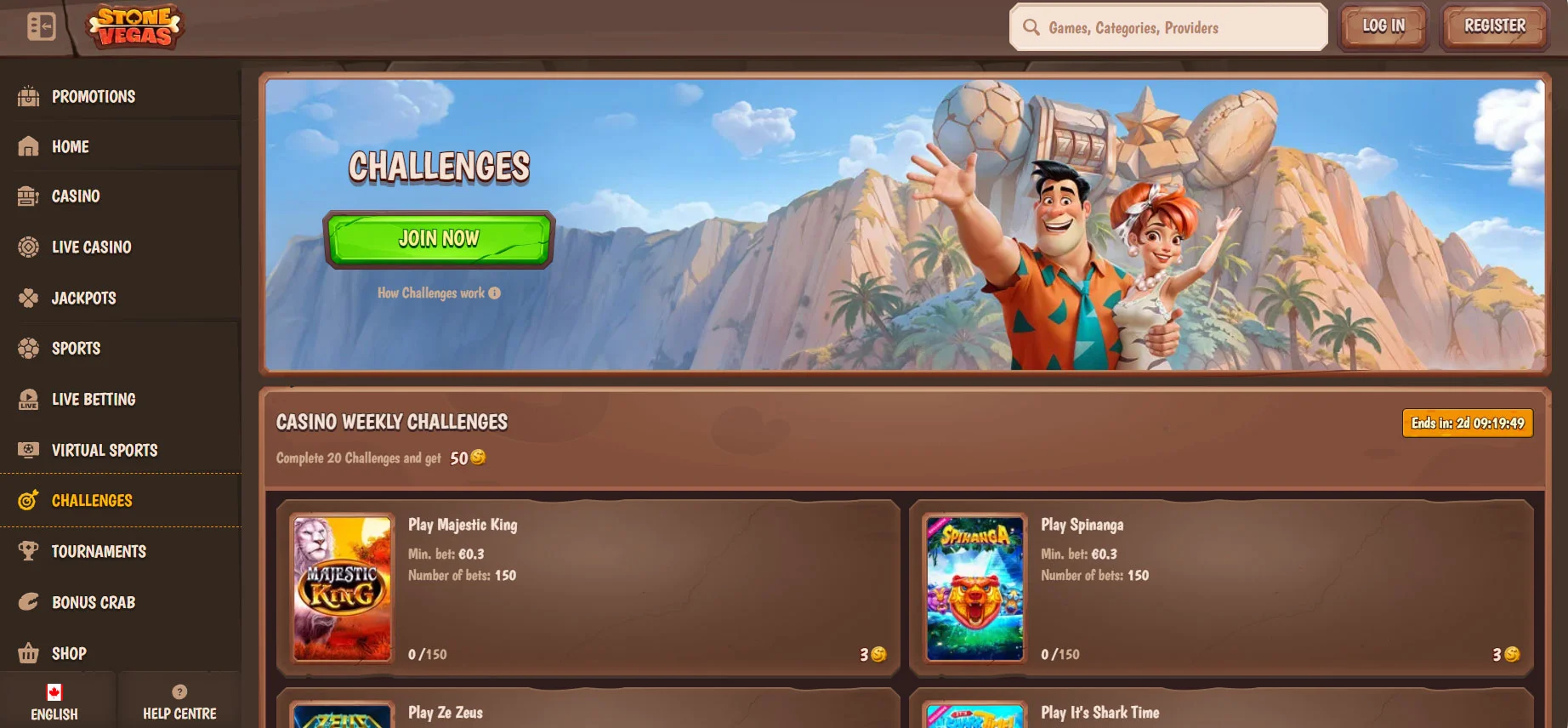 Stonevegas Casino Challenges