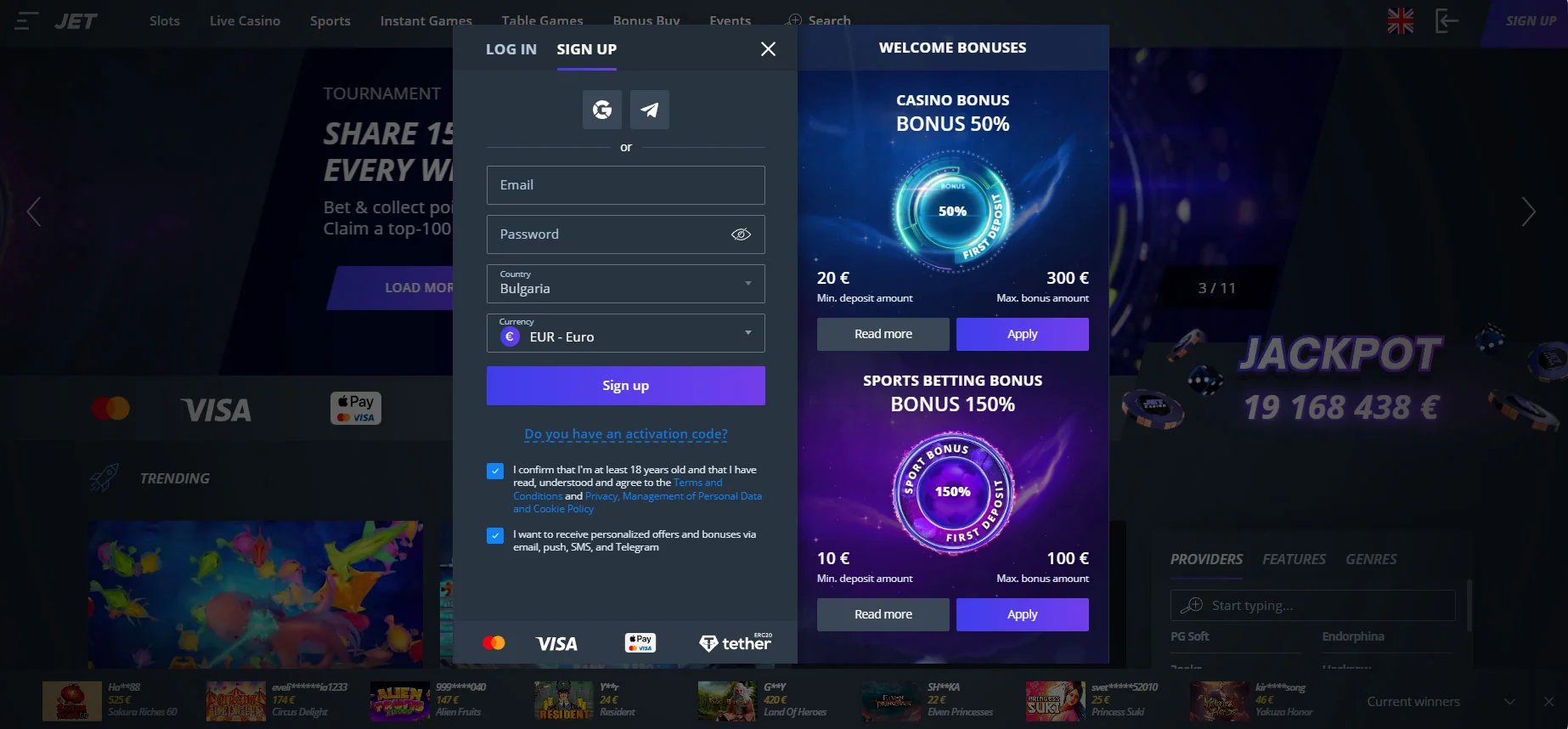Jet Casino Registration