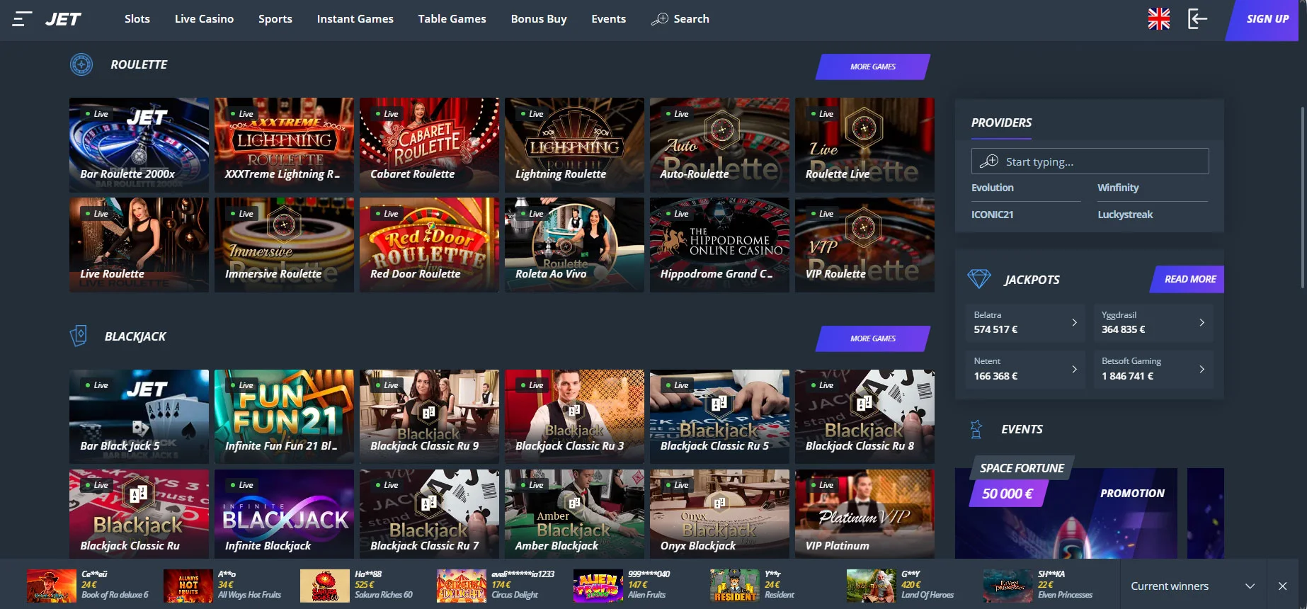 Jet Casino Live Casino