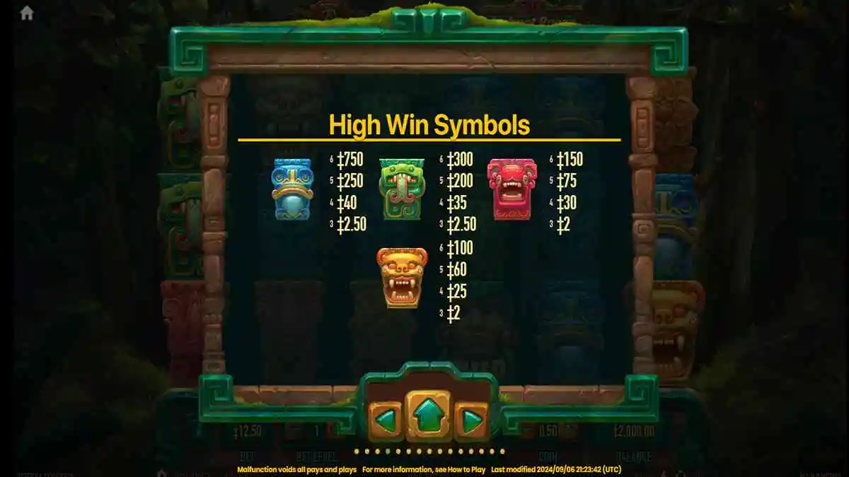 Totem Towers High Paytable