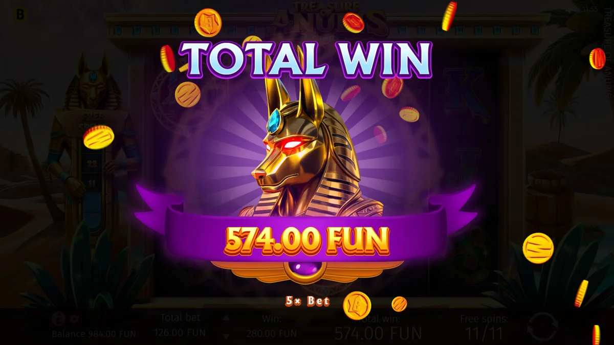 Treasure of Anubis Free Spins Win