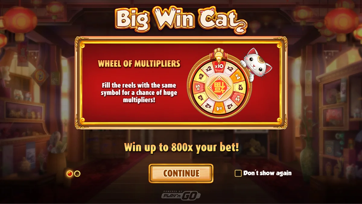 Big Win Cat Slot Home Screen