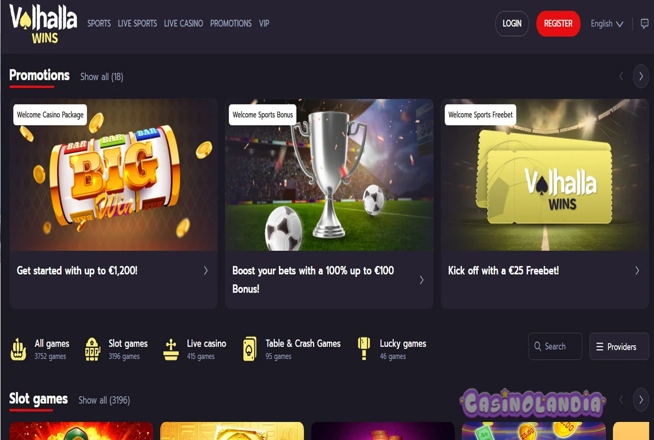 Valhalla Wins Casino Desktop View