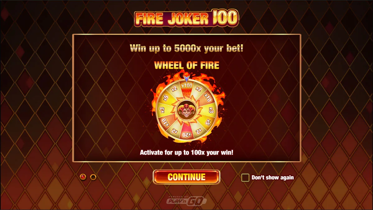 Fire Joker 100 Homescreen