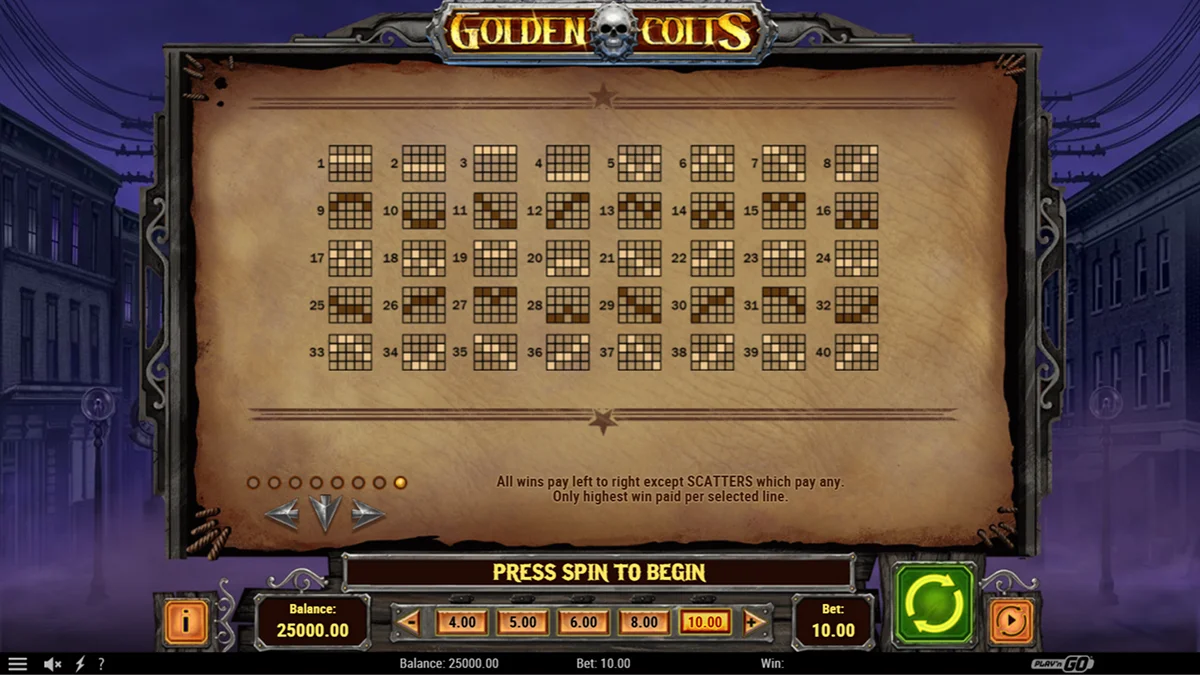 Golden Colts Slot Paylines