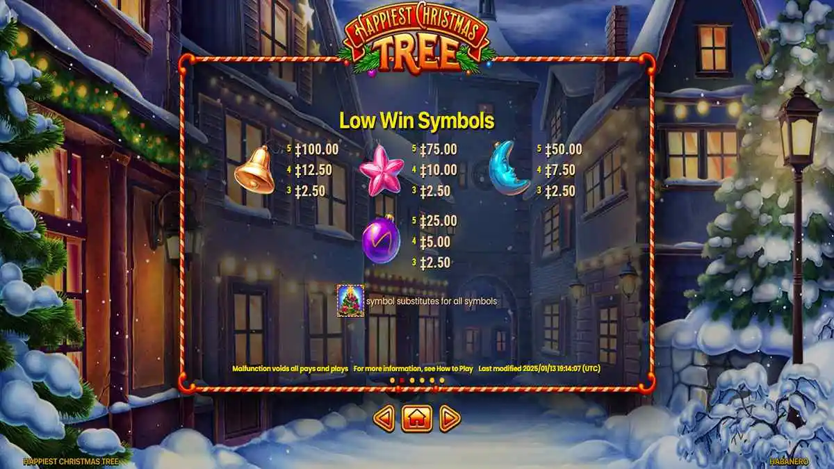 Happiest Christmas Tree Low Paytable