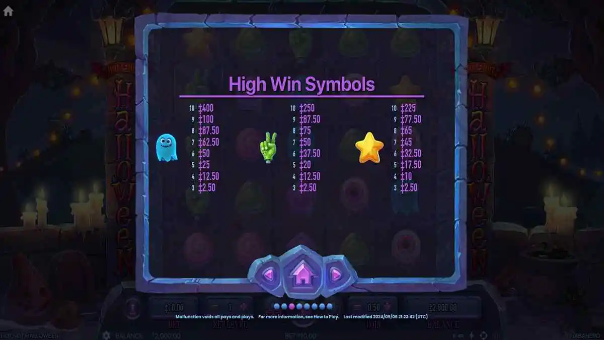 Hot Hot Halloween High Paytable 2