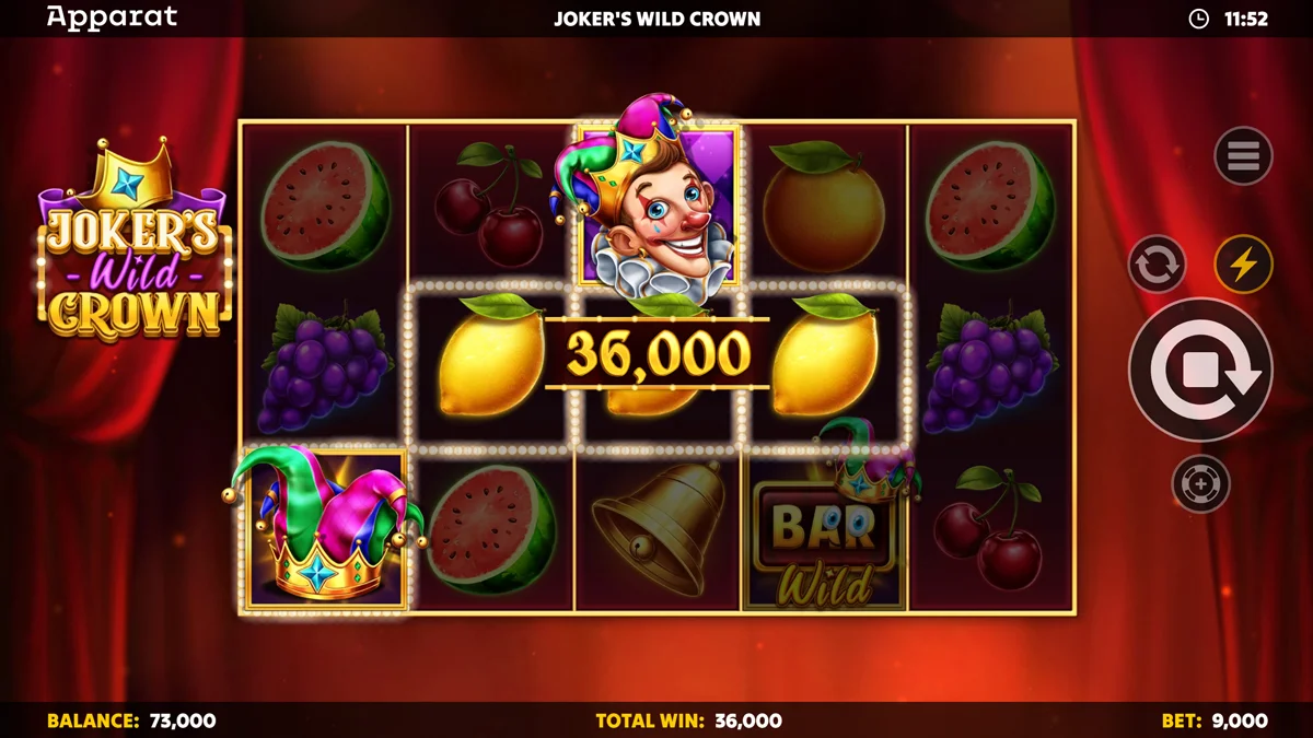 Joker's Wild Crown - Diamond Treasures Win