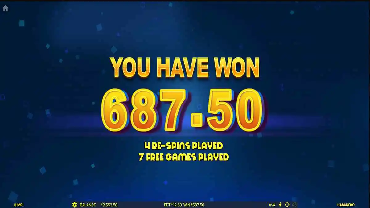 Jump! Free Spins Total Win