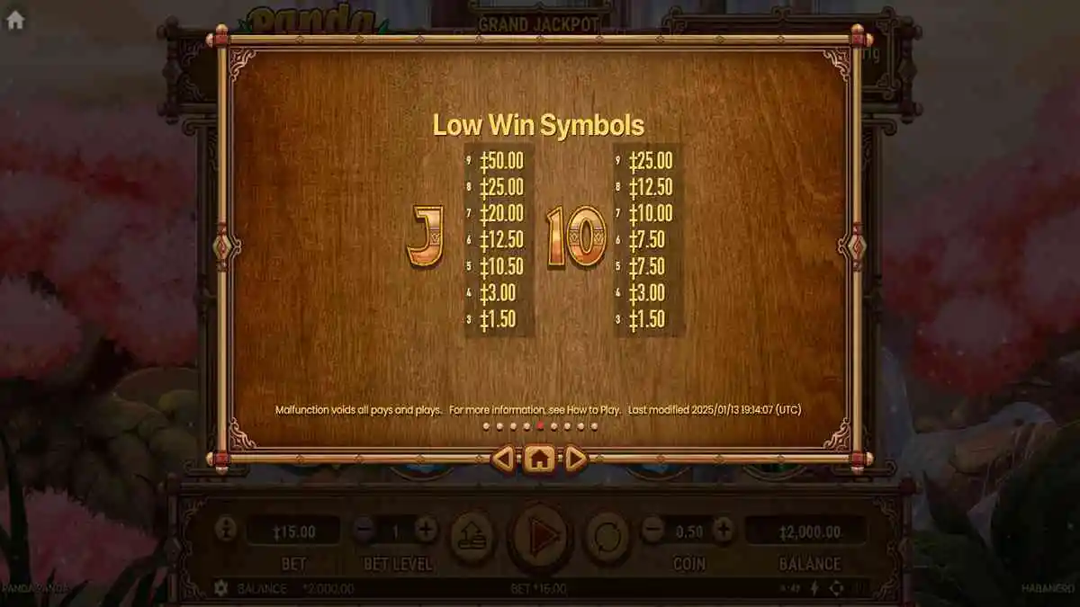 Panda Panda Low Paytable 2
