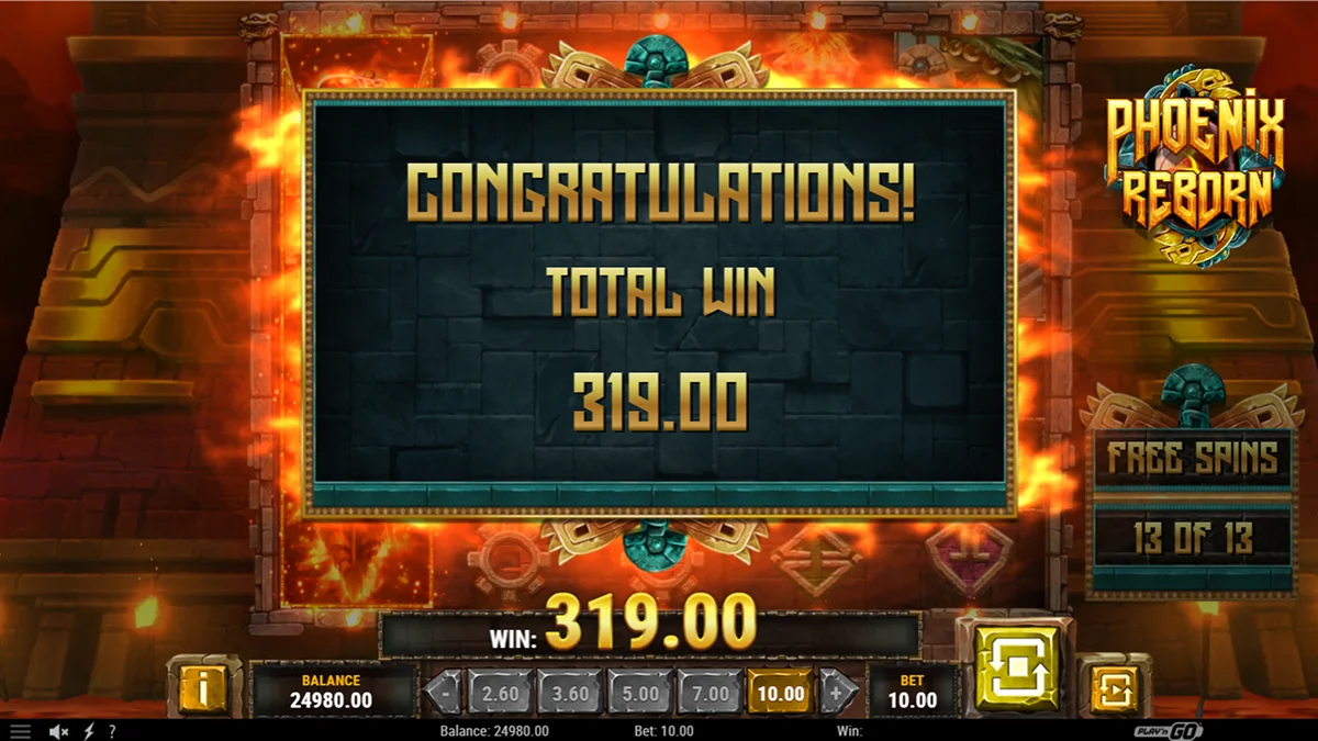 Phoenix Reborn Slot Free Spins Total Win