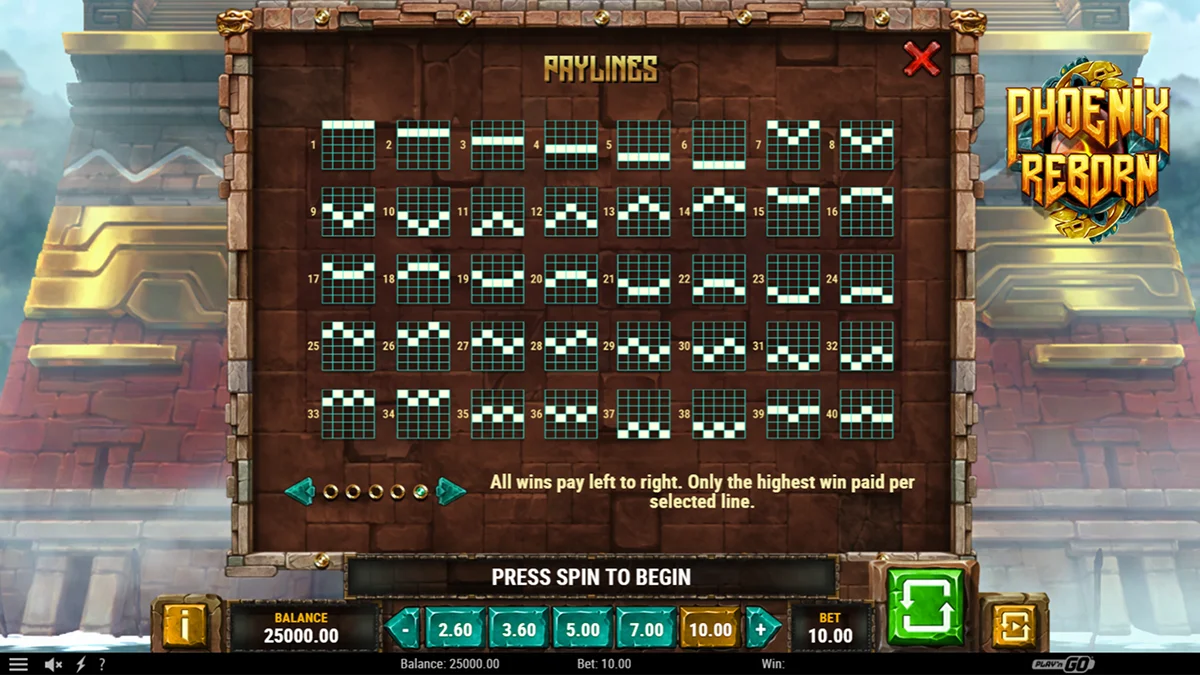 Phoenix Reborn Slot Paylines