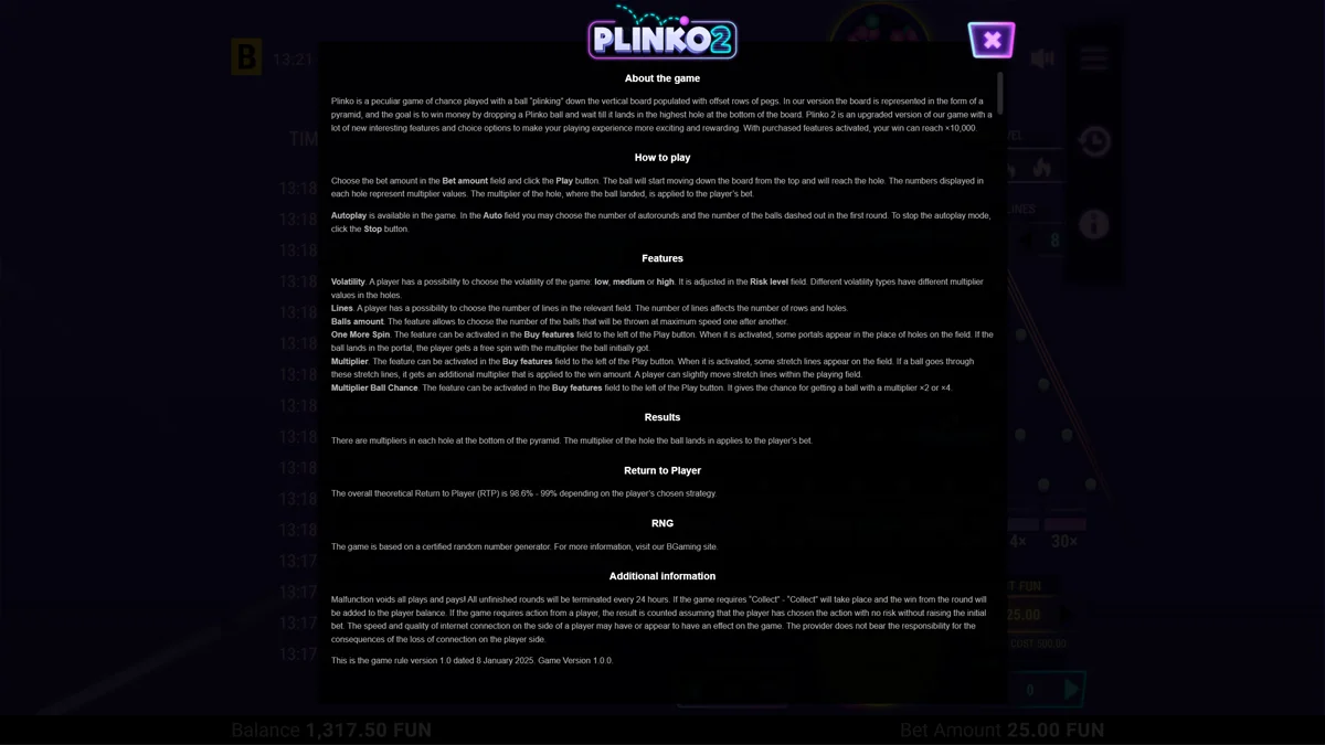 Plinko 2 Rules