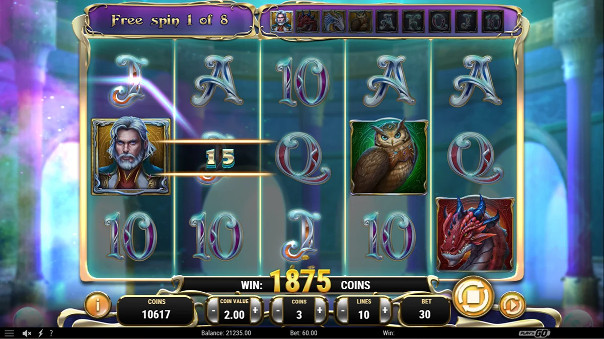 Rise of Merlin Slot Free Spins Gameplay