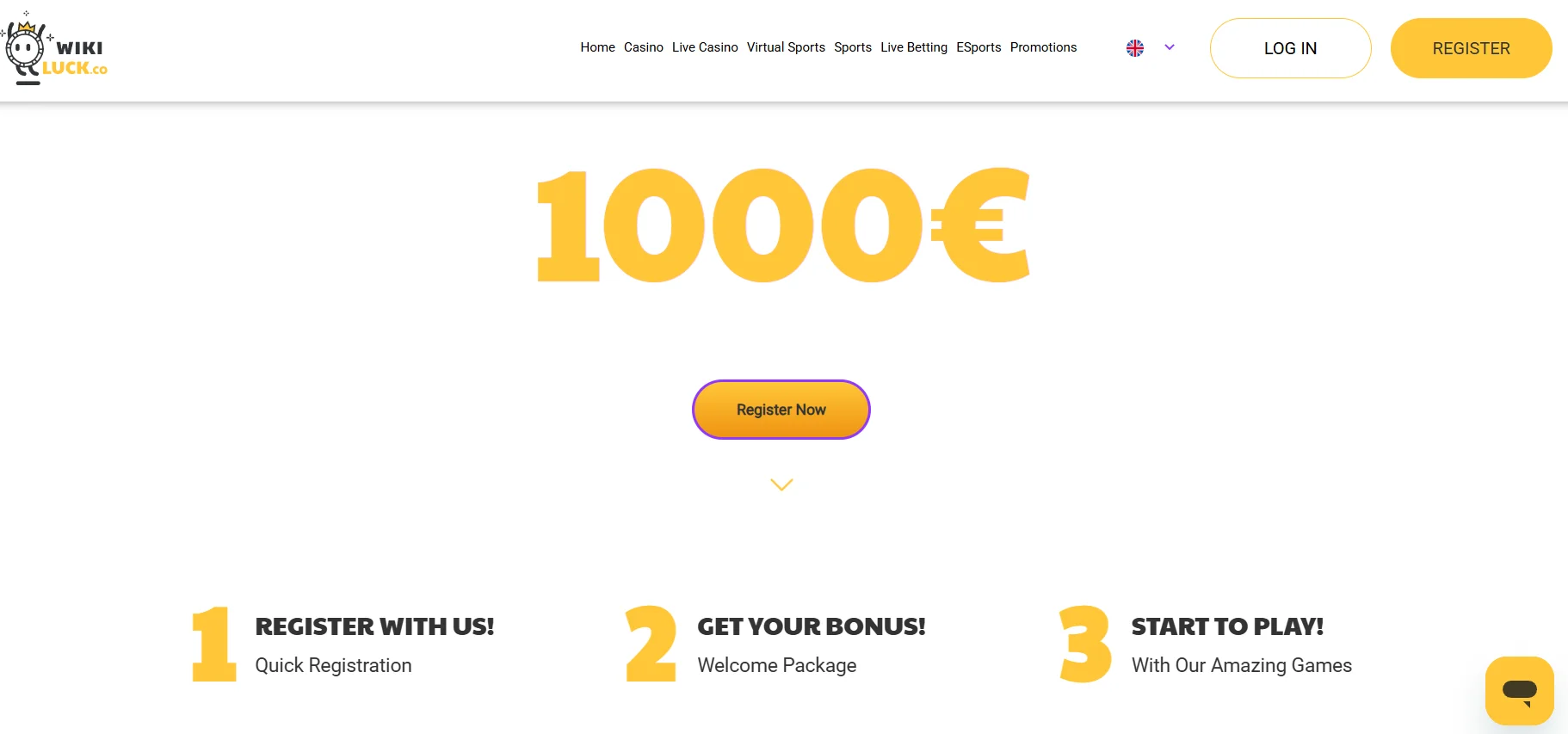 Wikiluck Casino Home Screen