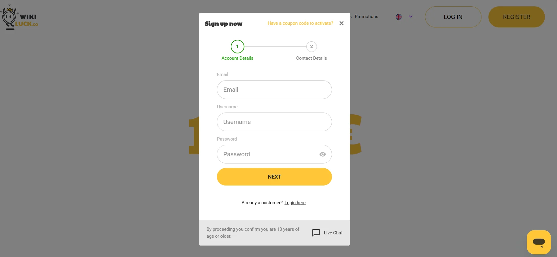 Wikiluck Casino Registration