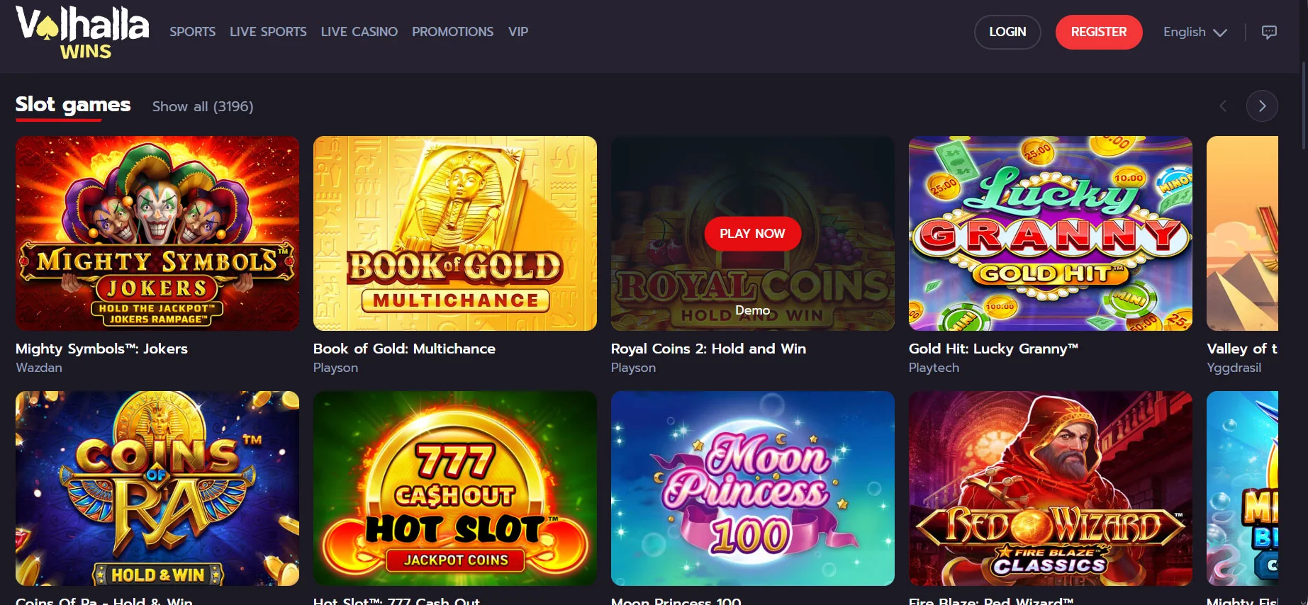 Valhalla Wins Casino Slot Sections