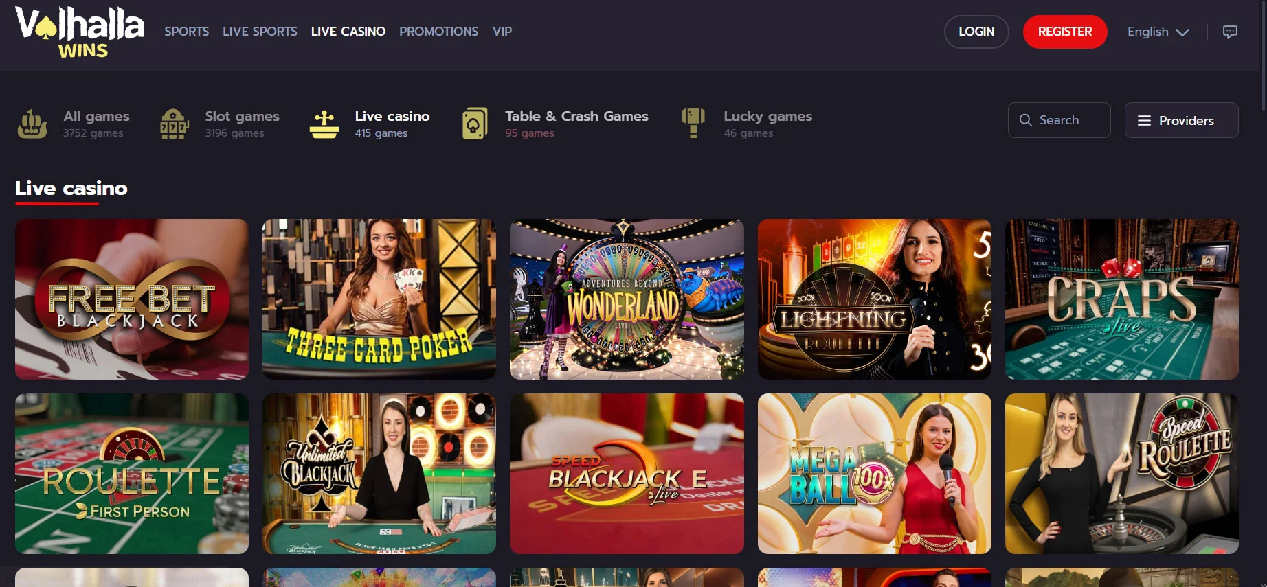 Valhalla Wins Casino Live Casino