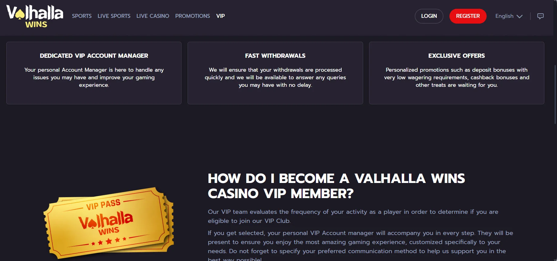 Valhalla Wins Casino Loyalty Program