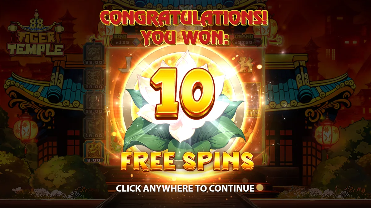 Tiger Temple 88 Free Spins