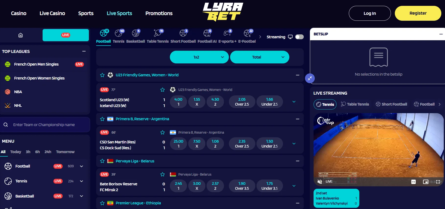 Lyrabet Casino Live Sports