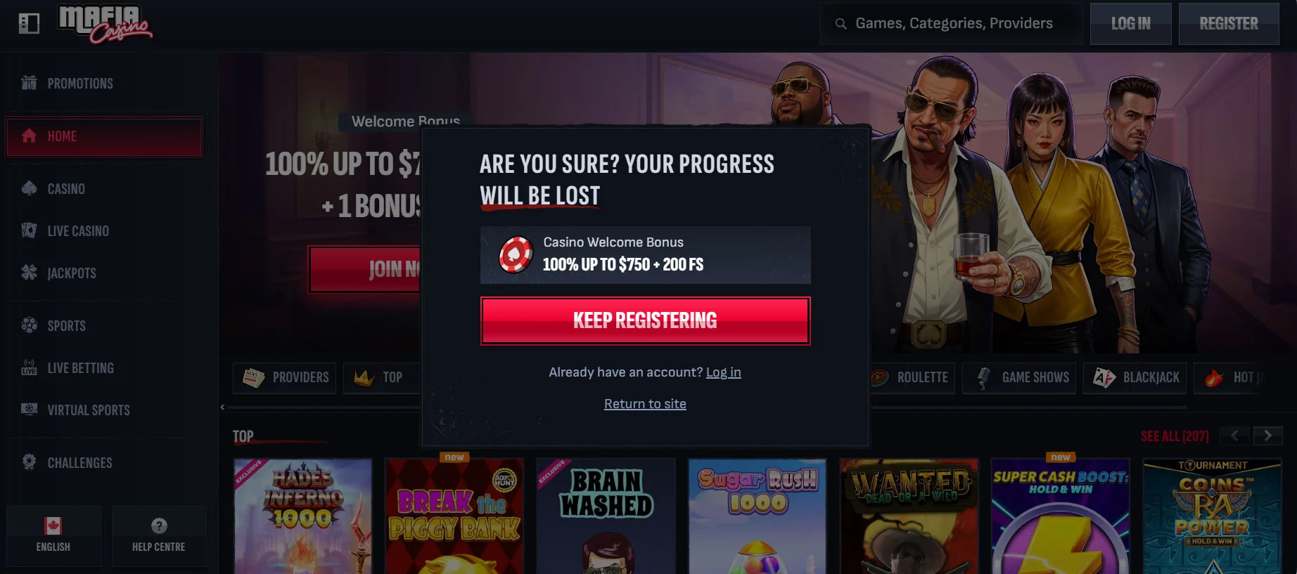 Mafia Casino Registration