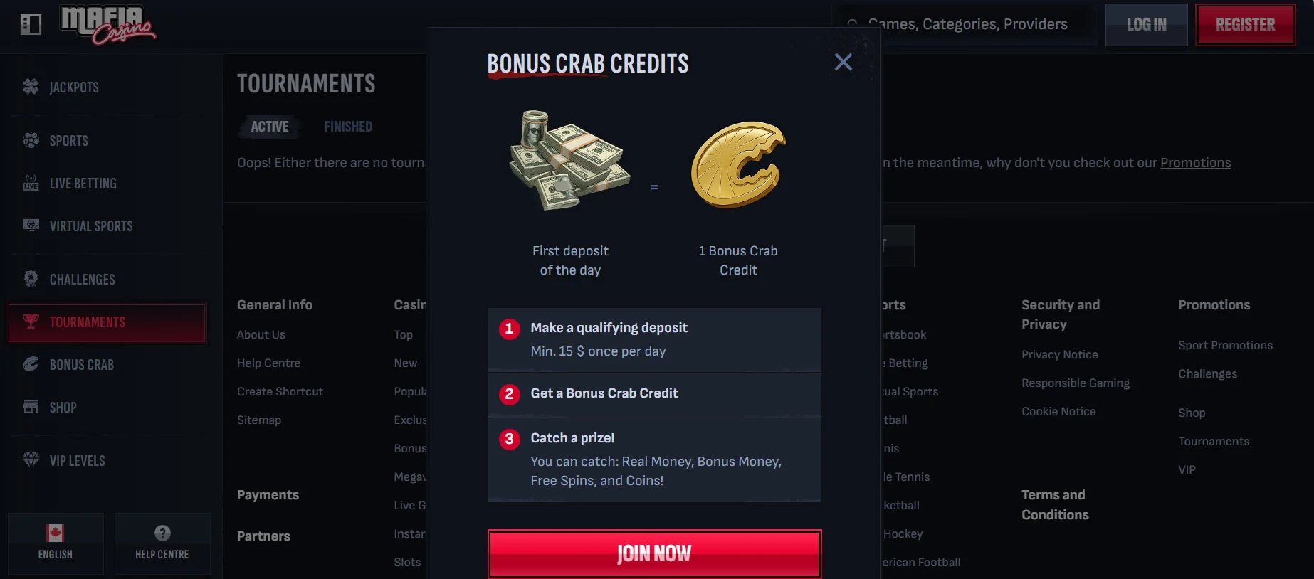 Mafia Casino Bonus Crab