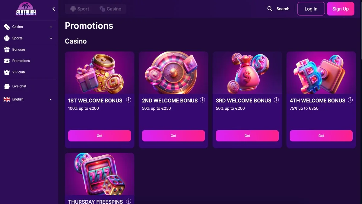 Slotrush Casino Promotions