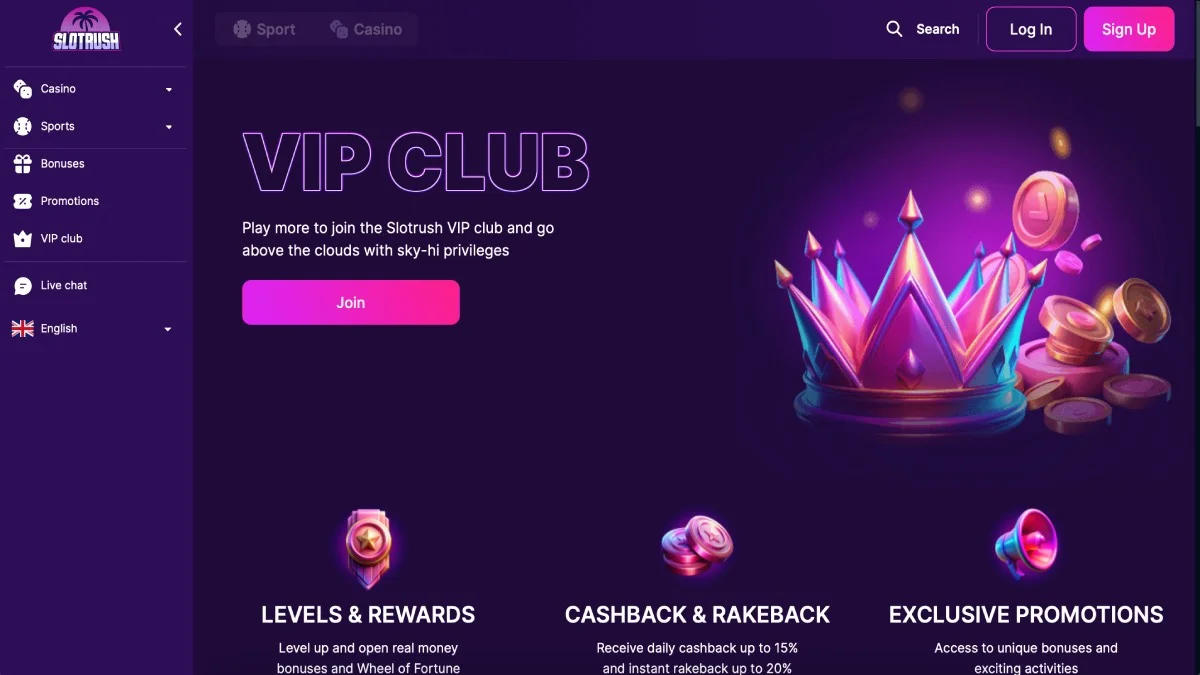 Slotrush Casino VIP Club