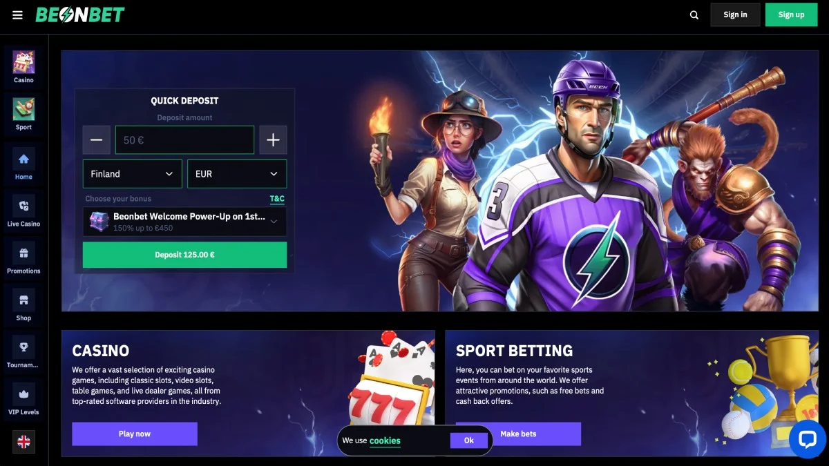 BeonBet Casino Main Page